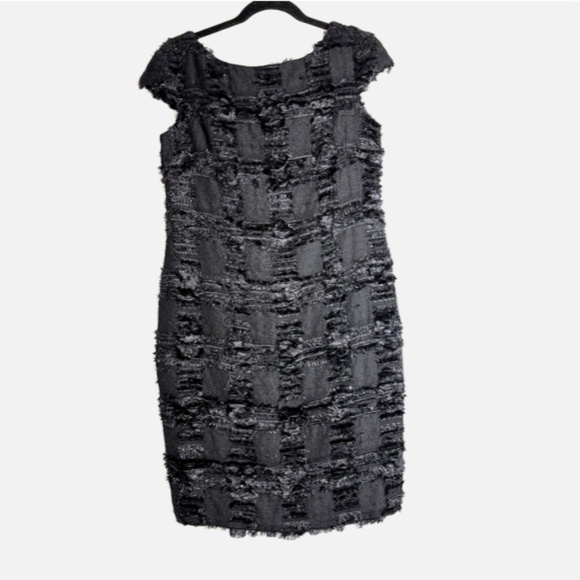 Theia Dresses & Skirts - Theia Womens Black Metallic Cocktail Bodycon Mini Dress Cap Sleeve Size 8